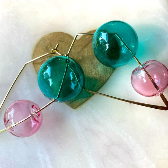 Glass Balls Triangle Earrings - Picture 5 of 8